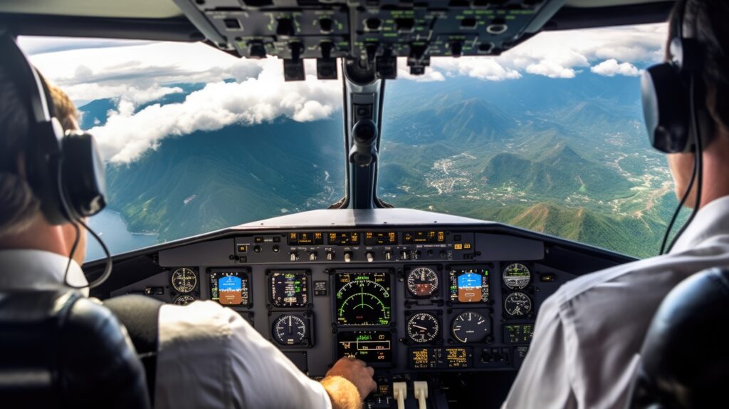 Pilots in cockpit